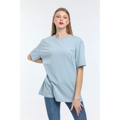 Süperlife Kadın Bisiklet Yaka Regular Fit Baskılı Tişort SPR21YK23