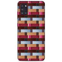 Samsung Galaxy A31 Kılıf Patchwork (45) Liquid Air Kılıf Bordo Gri