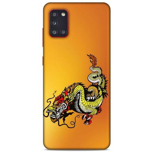 Samsung Galaxy A31 Kılıf Dragons (28) Arka Kapak Tatoo Sarı Ejderha