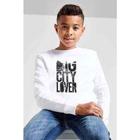 Big City Lover Baskılı Unisex Çocuk Beyaz Sweatshirt