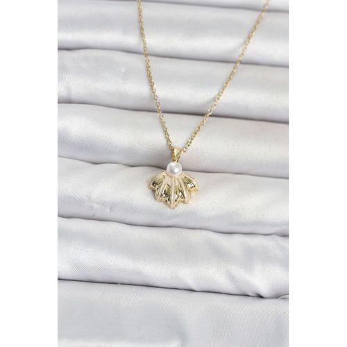 316L Çelik Zincir Gold Renk Deniz Kabuğu Model Kadın Kolye