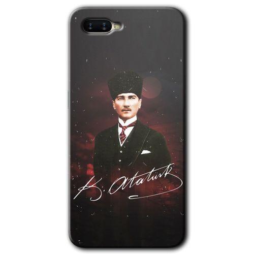 Oppo Rx 17 Neo Kılıf HD Desen Baskılı Arka Kapak + Temperli Cam - Kemal Atatürk