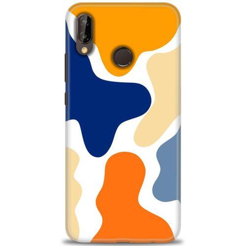 Huawei P20 Lite Kılıf HD Baskılı Kılıf - Turuncu Lekeler + Tam Ekran Koruyucu