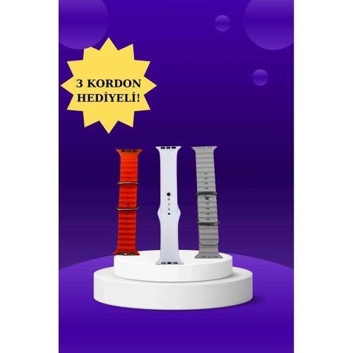 Akıllı Saat Arama Görüşme Bildirim Görme Uyku Ve Sağlık Takibi Nabız Ölçer 3 Kordon Hediyeli