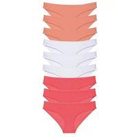 9 Adet Süper Eko Set Likralı Kadın Slip Külot Pudra Beyaz Fuşya