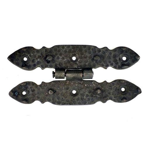 Antika Tarz Dekoratif Pirinç Düğmeli Menteşe - 142x69 Mm, Oksit