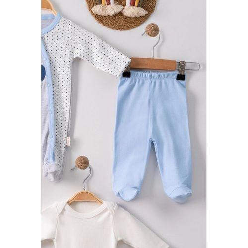 Ayıcık Nakışlı Tulumlu % 100 Pamuk Erkek Bebek 5'li Set