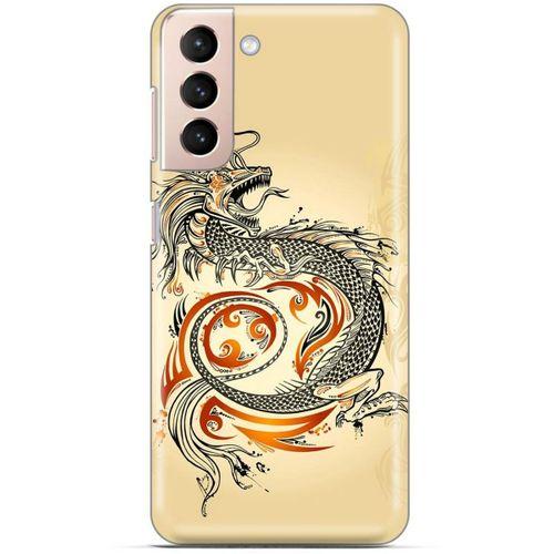 Samsung Galaxy S21 Kılıf Dragons (27) Tasarımlı Kılıf Siyah Ejderha Dövmesi