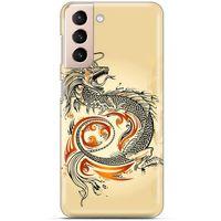 Samsung Galaxy S21 Kılıf Dragons (27) Tasarımlı Kılıf Siyah Ejderha Dövmesi