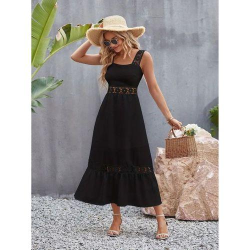 Kadın Askılı Dantel Detaylı Kiloş Janjan Krep Elbise