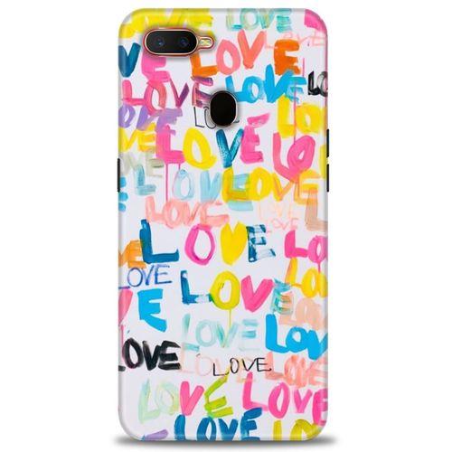 Oppo AX7 Kılıf HD Baskılı Kılıf - Renkli Love + Tam Ekran Koruyucu