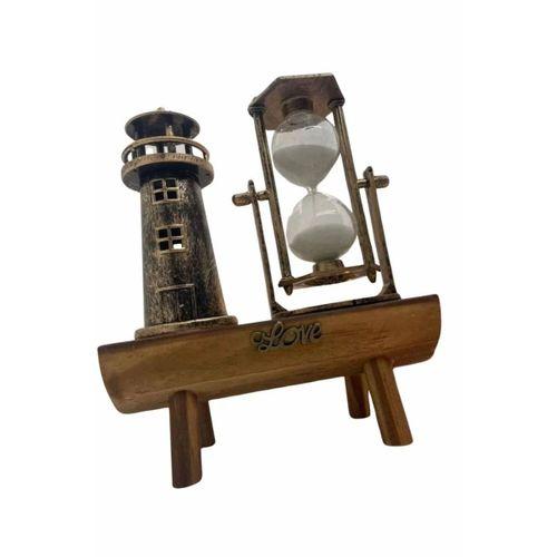 Hediyelik Eşya Retro Ahşap Deniz Feneri Kum Saati Biblo