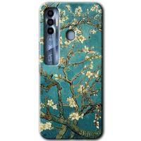 Tecno Spark 7 Pro Kılıf HD Desen Baskılı Arka Kapak - Almond Blossom + Kırılmaz Cam