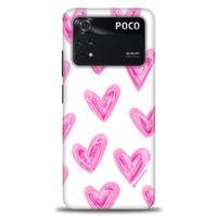 Xiaomi Poco M4 Pro 4G Kılıf HD Baskılı Kılıf - Pembe Kalpler + Tam Ekran Koruyucu