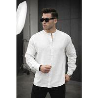 Hafif ve Nefes Alabilir Erkek Müslin Yarım Pat Hakim Yaka Oversize Gömlek - Beyaz