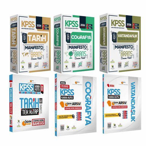 2026 KPSS GK Tarih Coğrafya Vatandaşlık Kara Kutu Soru Bankası ve Manifesto Branş Deneme 6lı Seti