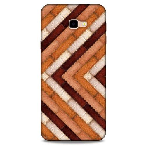 Samsung Galaxy J4 Plus Kılıf Patchwork (40) Fit Silikon Kılıf Kahverengi Beyaz