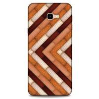 Samsung Galaxy J4 Plus Kılıf Patchwork (40) Fit Silikon Kılıf Kahverengi Beyaz