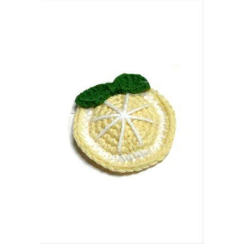 El Yapımı Limon İşlemeli Örgülü Çıtçıtlı Toka