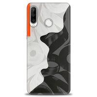 Huawei P30 Lite Kılıf HD Baskılı Kılıf - Turuncu Çizgi + Tam Ekran Koruyucu