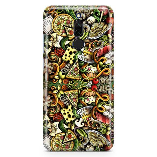 Xiaomi Redmi 8 Kılıf İtalyan Yemekleri Doodle Arka Kapak Koruma Desenli Full Koruyucu
