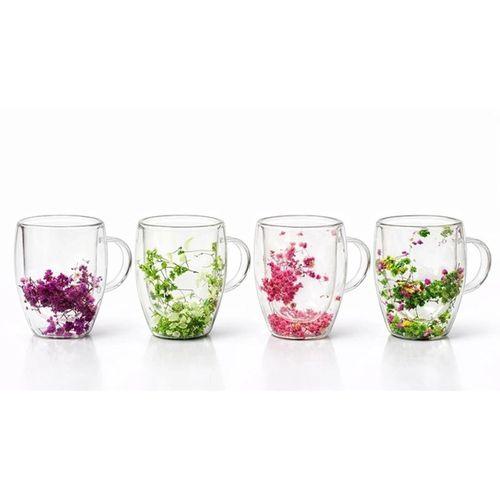 Çift Camlı Çiçekli Kupa Bardak Alk4468