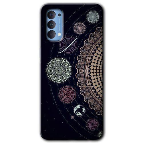 Oppo Reno 4 Kılıf Baskılı Kapak - Gezegen Döngüsü + 5D Tam Kaplayan Cam