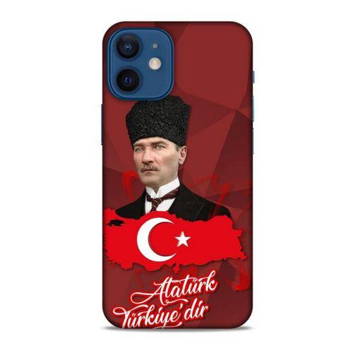 Apple iPhone 12 Mini Kılıf Atatürk (43) Thin Fit Kılıf Kırmızı Mozaik