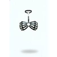 Siyah Göğüs Harness Yaka Detaylı Kafes Yapılı Deri - Brf1408