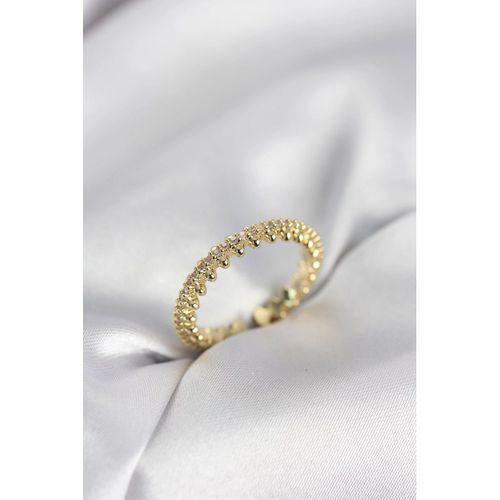 Gold Renk Sıralı Zirkon Taşlı Model Kadın Yüzük