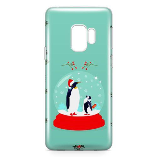 Samsung Galaxy S9 Kılıf Kar Küresi Penguen Arka Kapak Koruma Desenli Full Koruyucu