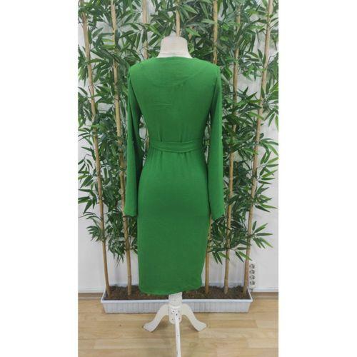 Kadın Uzun Kollu önden Düğmeli Beli Kuşaklı Aerobin Midi Elbise