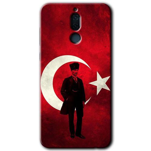 Huawei Mate 10 Lite Kılıf Baskılı Kapak - Albayrak + 5D Tam Kaplayan Cam