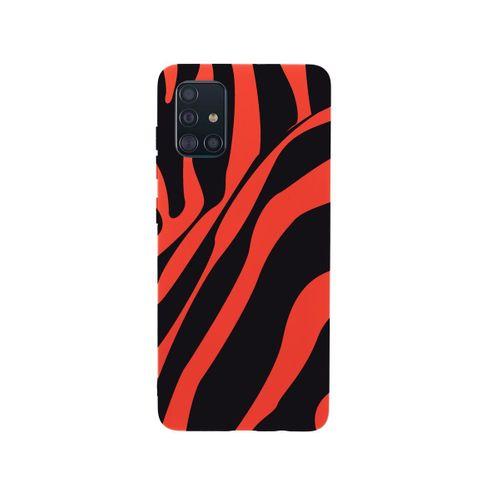 Samsung A51 Zebra Desenli Premium Silikonlu Kırmızı Telefon Kılıfı