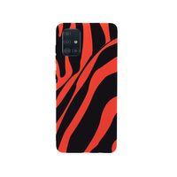 Samsung A51 Zebra Desenli Premium Silikonlu Kırmızı Telefon Kılıfı