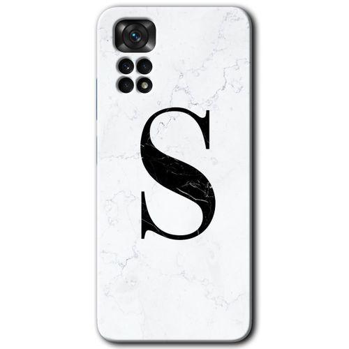 Potkal Hediye Fabrikası Xiaomi Redmi Note 11s 5G Global Kılıf HD Desen Baskılı Arka Kapak - Beyaz Mermer Desenli S Harfi