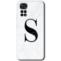 Potkal Hediye Fabrikası Xiaomi Redmi Note 11s 5G Global Kılıf HD Desen Baskılı Arka Kapak - Beyaz Mermer Desenli S Harfi