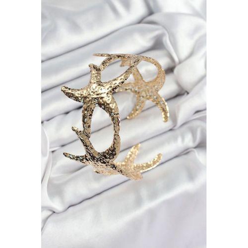 Pirinç Sıralı Deniz Yıldızı Model Gold Renk Kadın Pazu Bileklik