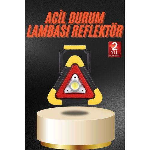 Işıklı İkaz Lambası Reflektör Şarjlı Işıklı Üçgen Led Acil Durum Feneri
