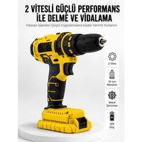 Matkap Seti 24 Parça Çift Bataryalı Darbeli Led Işıklı Vidalama