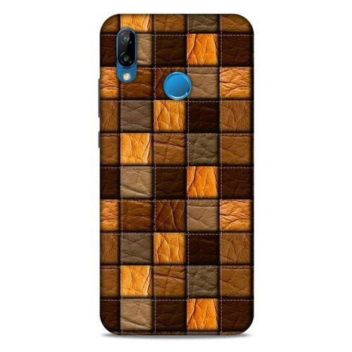 Huawei P20 Lite Kılıf Patchwork (32) Soft Silikon Kılıf Turuncu Kahve