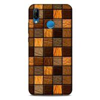 Huawei P20 Lite Kılıf Patchwork (32) Soft Silikon Kılıf Turuncu Kahve