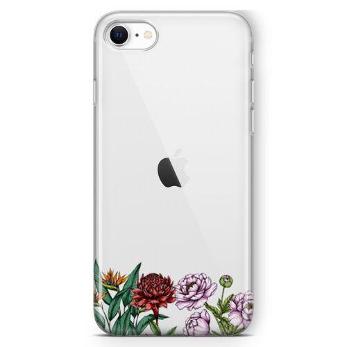 Apple iPhone SE 2020 Kılıf Çiçek Üçlü Arka Kapak Koruma Desenli Full Koruyucu
