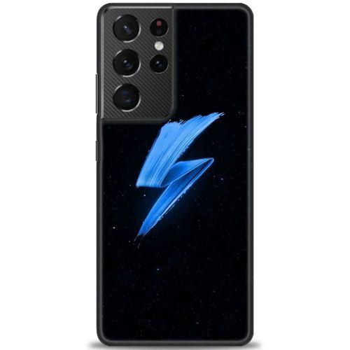 Samsung Galaxy S21 Ultra Kılıf HD Baskılı Kılıf - Mavi Şimşek + Tam Ekran Koruyucu