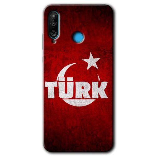 Potkal Hediye Fabrikası Huawei P30 Lite Kılıf HD Desen Baskılı Arka Kapak - Ayyıldız Türk