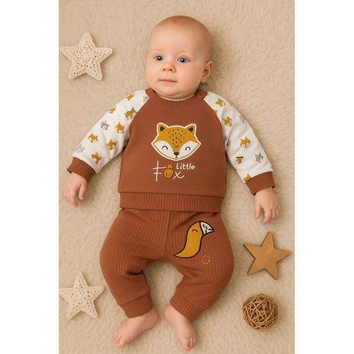 Littie Fox Nakışlı % 100 Pamuklu 2'li Erkek Takım