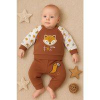 Littie Fox Nakışlı % 100 Pamuklu 2'li Erkek Takım
