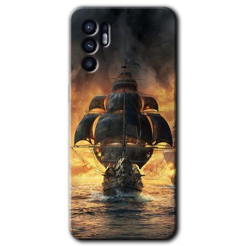 Oppo Reno 6 HD Baskılı Kılıf + 9D Tam Ekran Koruyucu - Siyah İnci