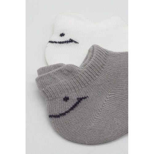 Bistyle 2'Li Sneakers Smile Penye Çorap BS20106 Gri Ekru