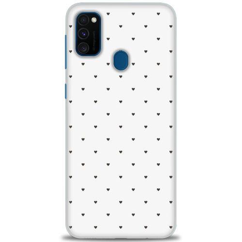 Samsung Galaxy M21 Kılıf HD Baskılı Kılıf - Minik Siyah Kalp + Tam Ekran Koruyucu